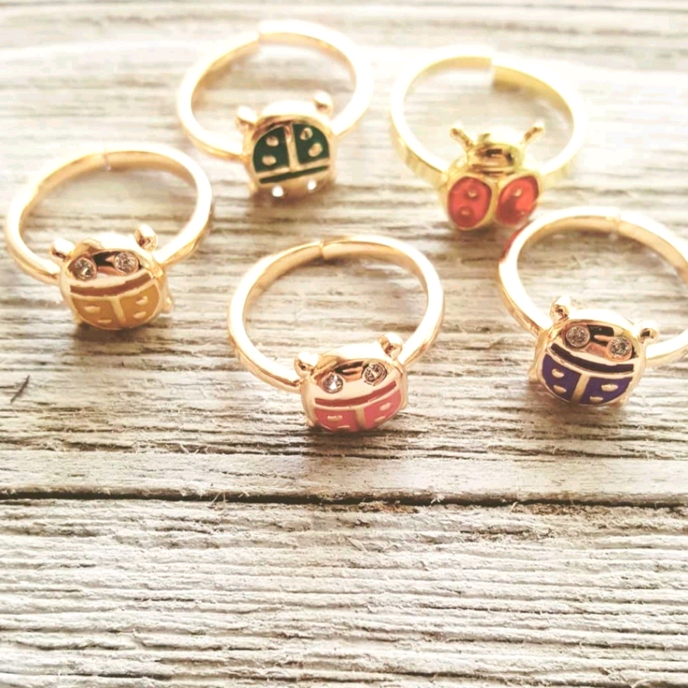 Lady Bug Girls Rings 18 Kt Gf